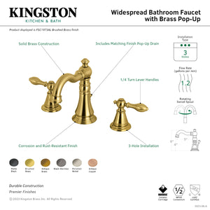 Fauceture FSC19733AL English Classic Widespread Bathroom Faucet, Antique Brass