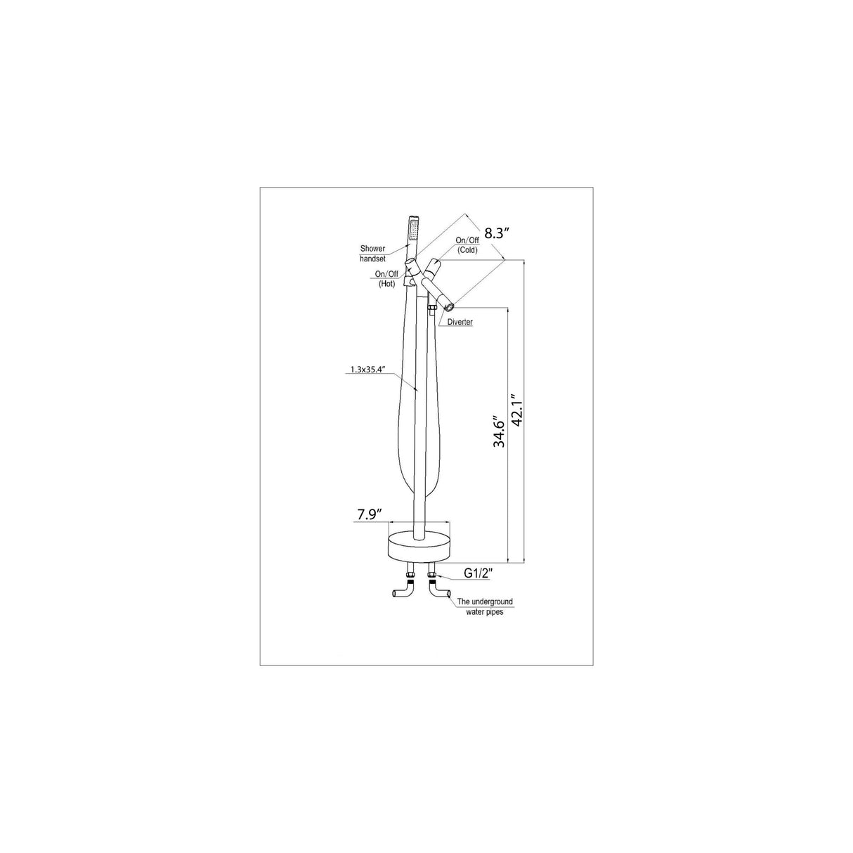 ANZZI FS-AZ0042CH Havasu 2-Handle Claw Foot Tub Faucet with Hand Shower in Polished Chrome