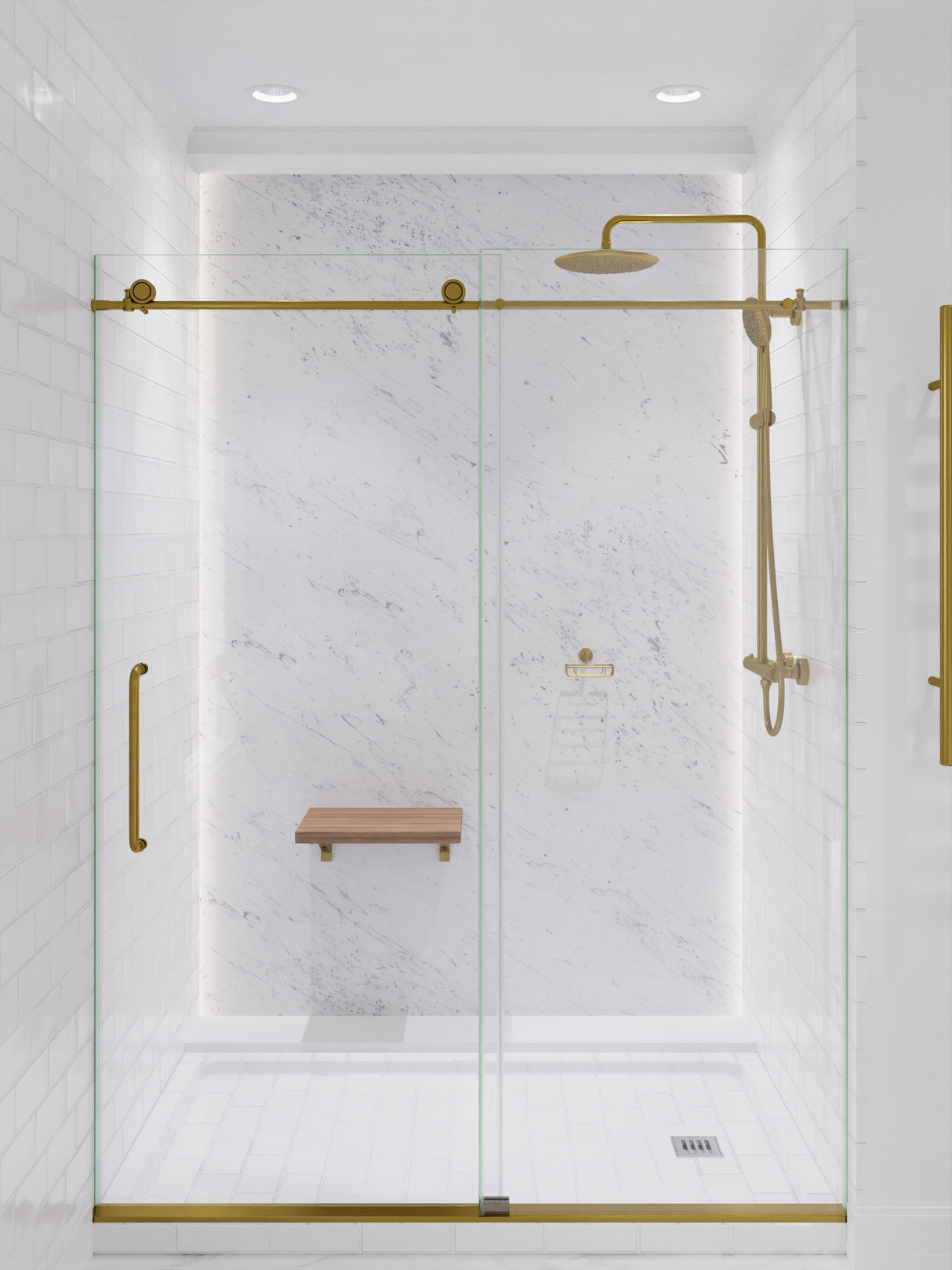 ANZZI SH-AZ101BG Heavy Rainfall Stainless Steel Shower Bar with Hand Sprayer in Brushed Gold