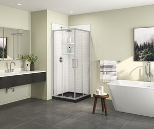 MAAX 107485-900-084-000 Scarlet 32 x 32 Acrylic Corner Drain Shower Kit in Black with Clear Glass in Chrome