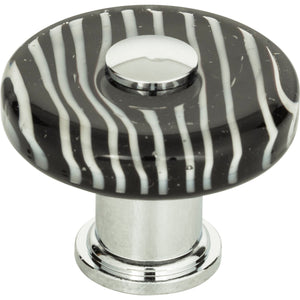 Atlas Homewares Zebra Glass Round Knob 1 1/2 Inch Polished Chrome