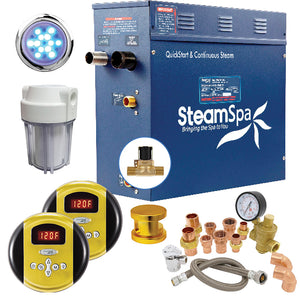 SteamSpa Executive 9 KW QuickStart Acu-Steam Bath Generator Package with Built-in Auto Drain in Gold EXR900GD-A