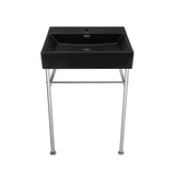 Claire 24 Ceramic Console Sink Matte Black Basin Chrome Legs