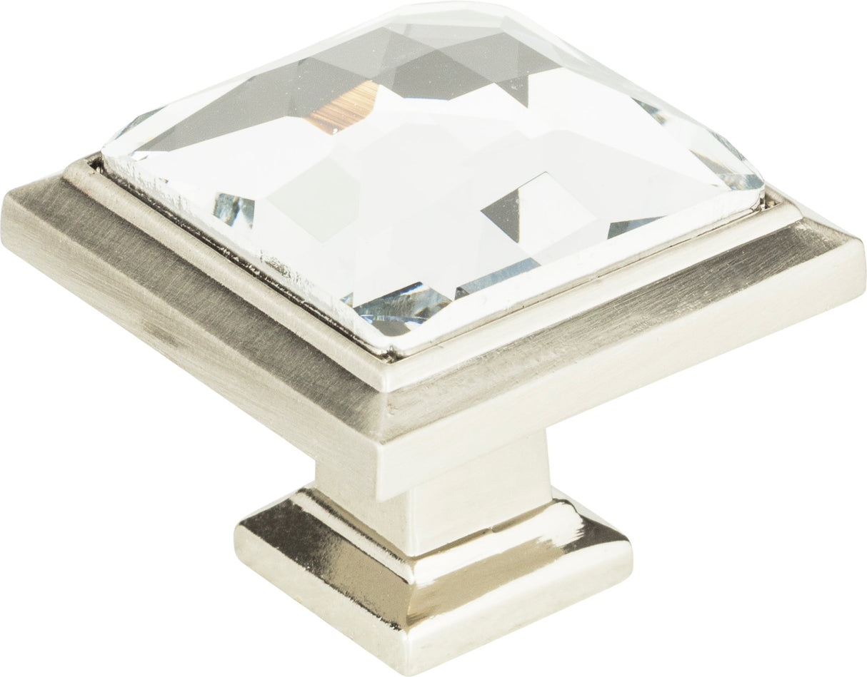 Atlas Homewares Legacy Crystal Square Knob 1 5/16 Inch Brushed Nickel