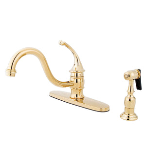 Kingston Brass KB3572GLBS Georgian 8" Centerset Kitchen Faucet with Brass Sprayer, Polished Brass