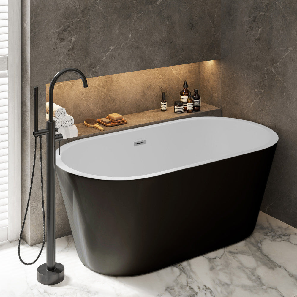 Claire 60" Freestanding Bathtub Matte Black and Matte White