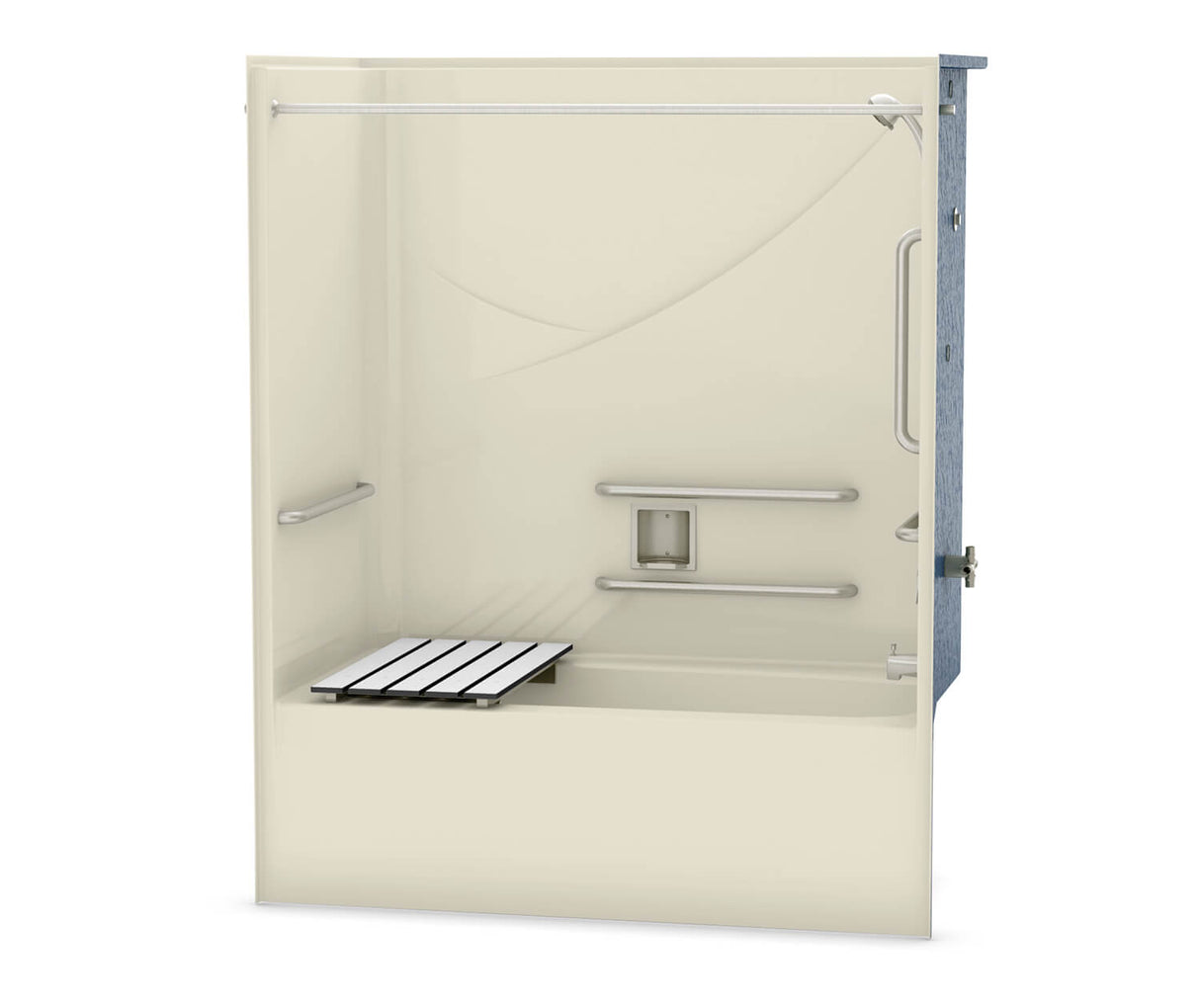 Aker OPTS-6032 AcrylX Alcove Right-Hand Drain One-Piece Tub Shower in Bone - ANSI Compliant