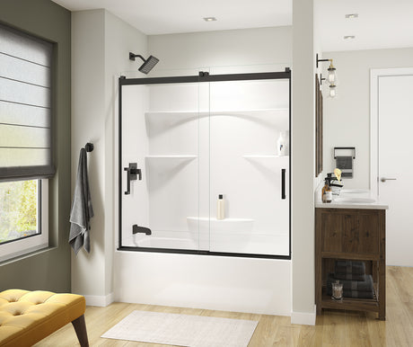 MAAX 135695-900-340-000 Revelation Square 56-59 x 56 ¾-59 ¼ in. 8mm Bypass Tub Door for Alcove Installation with Clear glass in Matte Black