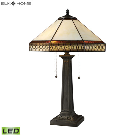 Elk D1858-LED Stone Filigree 24'' High 2-Light Table Lamp - Tiffany Bronze - Includes LED Bulbs