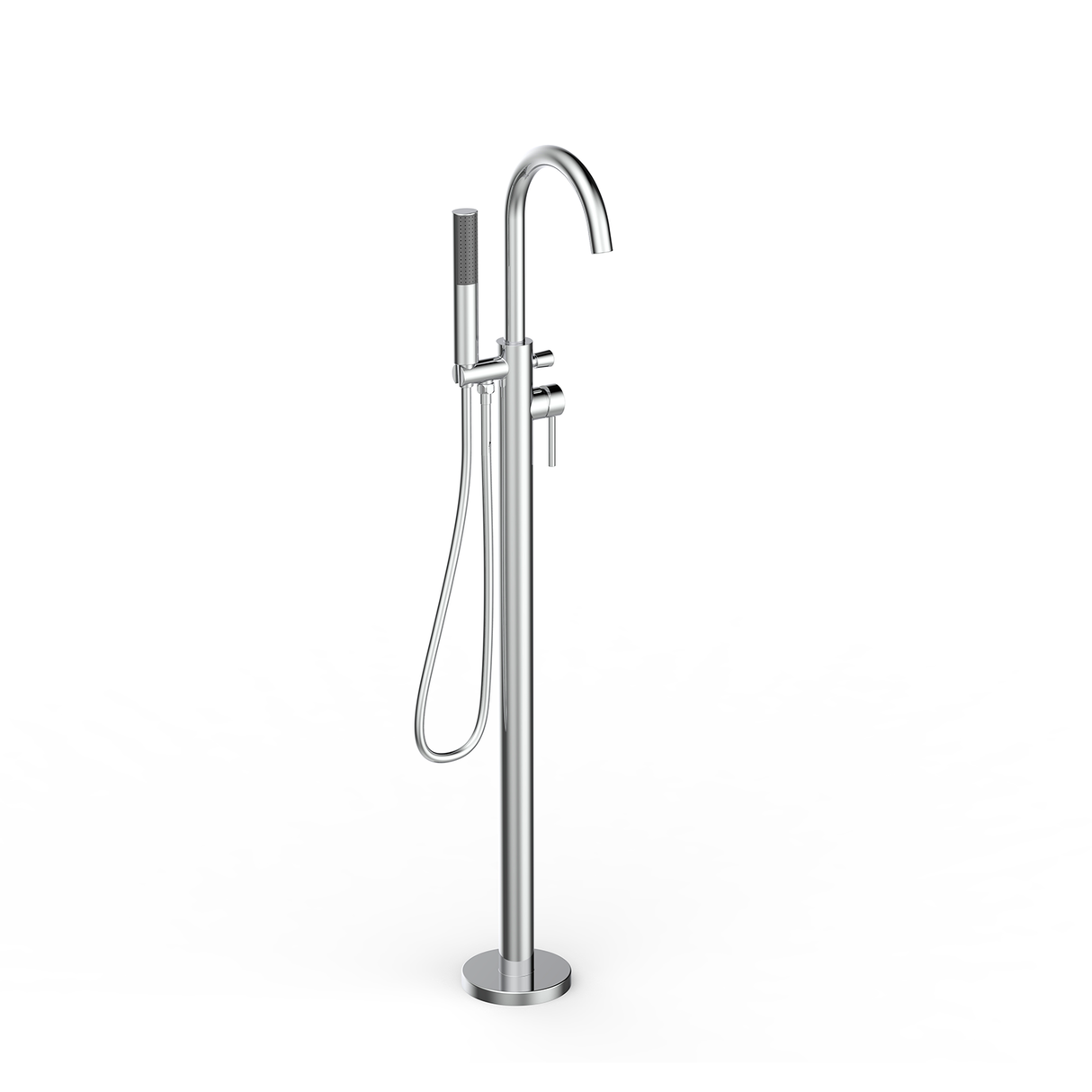 DAX Brass Freestanding Tub Filler with Hand Shower and Gooseneck Spout, Chrome DAX-8823-CR