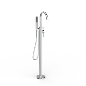 DAX Brass Freestanding Tub Filler with Hand Shower and Gooseneck Spout, Chrome DAX-8823-CR