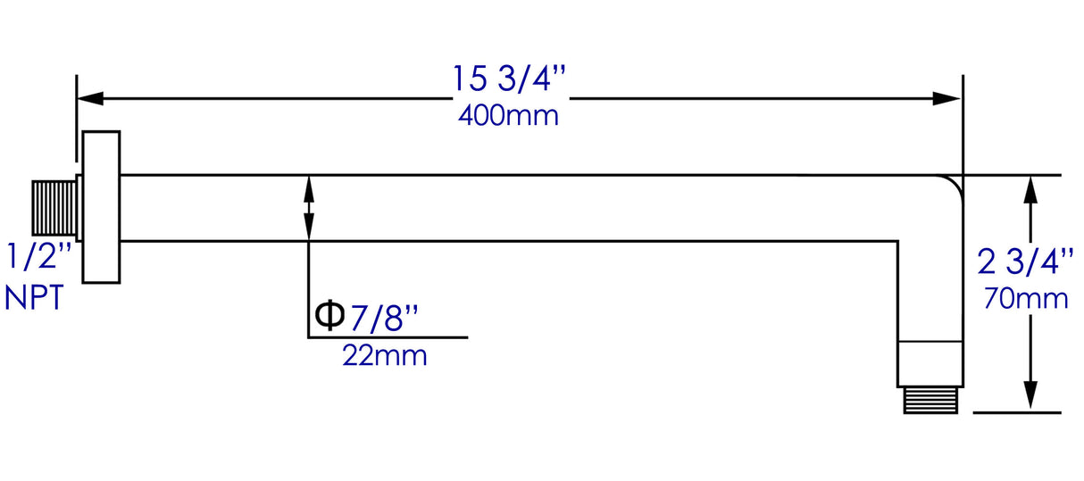 Polished Chrome 16" Round Shower Arm
