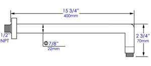 Black Matte 16" Round Wall Shower Arm