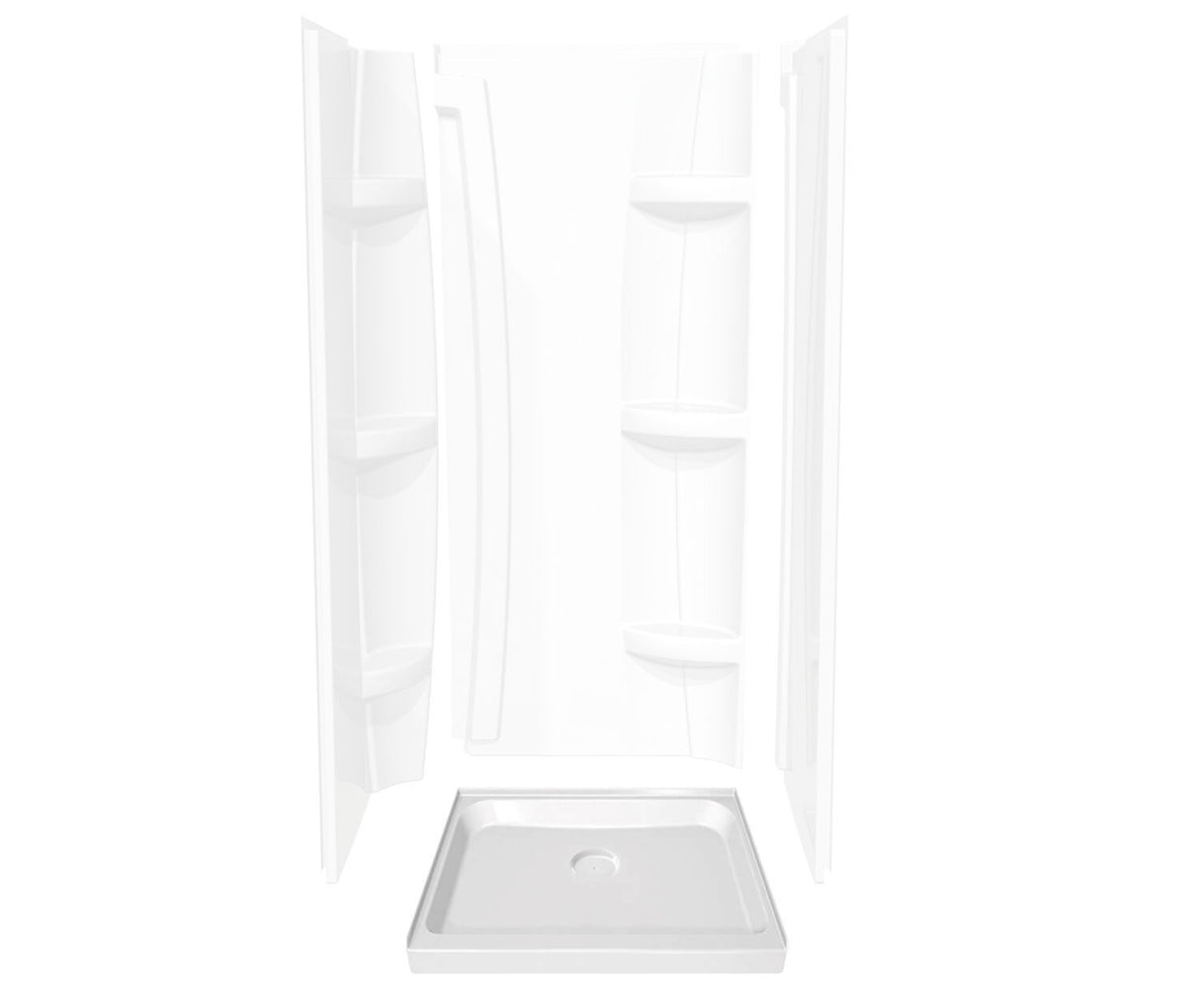 MAAX 105714-000-001-000 Square Base 42 3 in. 42 x 42 Acrylic Alcove Shower Base with Center Drain in White