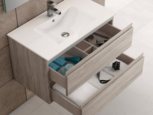 DAX Pasadena Engineered Wood and Porcelain Onix Basin Vanity Cabinet, 32", Pine DAX-PAS013212-ONX