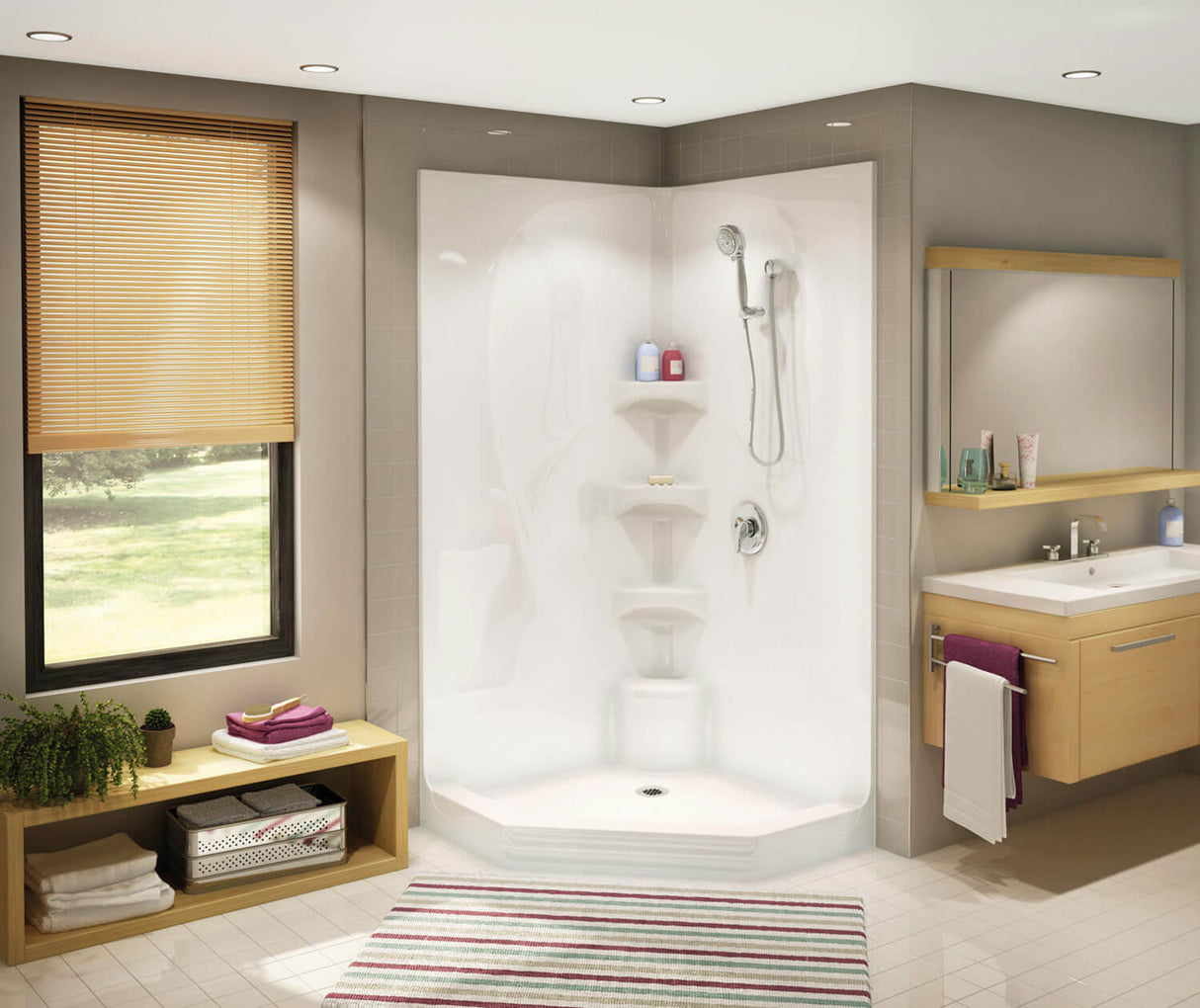 MAAX 102500-000-001-000 Equinox II 40 x 40 Acrylic Corner Center Drain One-Piece Shower in White