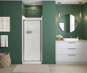 MAAX 136730-970-084-000 Polar Pivot 27-28 ¾ x 64 ½ in. Pivot Shower Door for Alcove Installation with Raindrop glass in Chrome