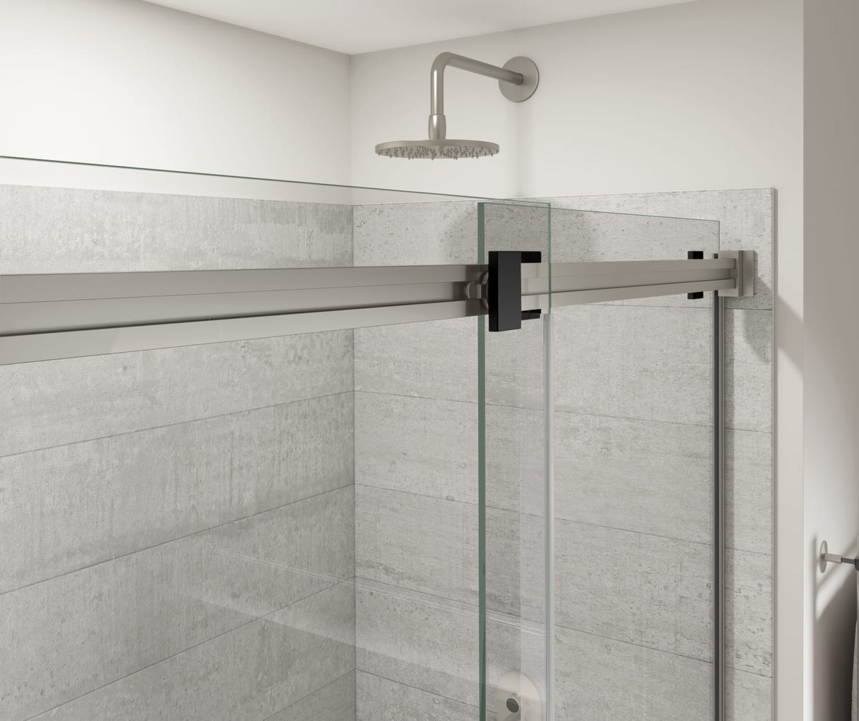 MAAX 136956-810-289-000 Duel Alto 44-47 X 78 in. 8mm Bypass Shower Door for Alcove Installation with GlassShield® glass in Brushed Nickel & Matte Black