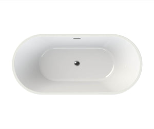 MAAX 106385-000-001-000 Louie 6731 Acrylic Freestanding Center Drain Bathtub in White with White Skirt