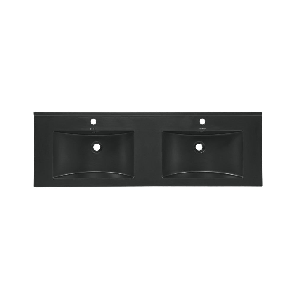 48" Ceramic Vanity Top in Matte Balck with Double Basin