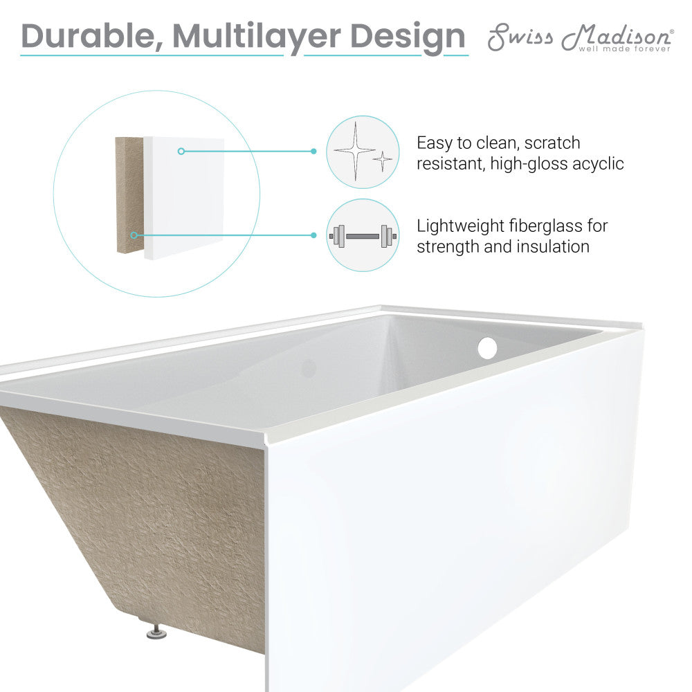 Voltaire 60" X 32" Right-Hand Drain Alcove Bathtub with Apron