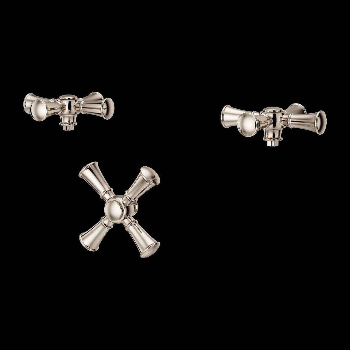 Tisbury 3-Handle Tub Filler Cross Handle Kit in Polished Nickel