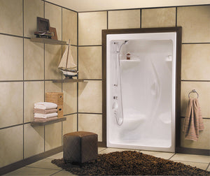 MAAX 101139-000-001-102 Stamina 48-I 51 x 36 Acrylic Alcove Center Drain Three-Piece Shower in White