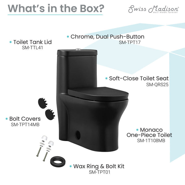 Monaco One-Piece Elongated Toilet Dual-Flush, Matte Black 1.1/1.6 gpf
