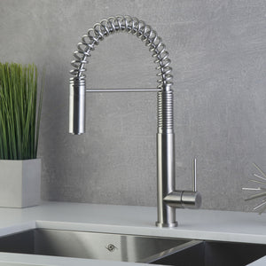 DAX Stainless Steel Single Handle Pull Down Kitchen Faucet, Brushed Stainless Steel DAX-2141