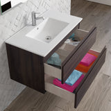 DAX Pasadena Engineered Wood and Porcelain Onix Basin Vanity Cabinet, 32", Wenge DAX-PAS013213-ONX