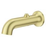 Modern Round Push Button Divertering Tub Spout in Brushed Gold