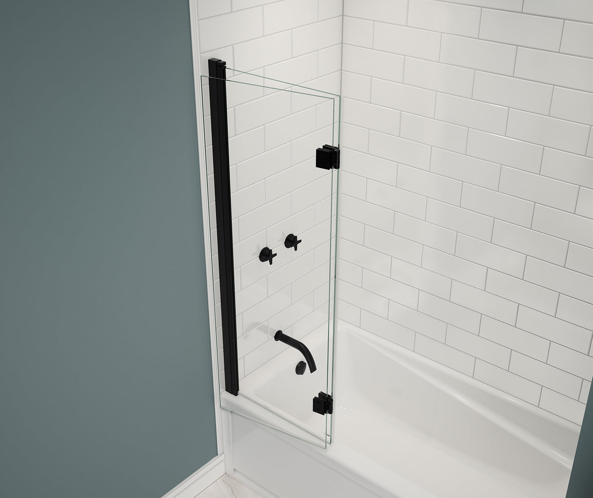 MAAX 137600-900-340-000 Edge Access 42 x 56 in. 6 mm Pivot Tub Screen for Alcove Installation with Clear glass in Matte Black