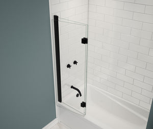 MAAX 137600-900-340-000 Edge Access 42 x 56 in. 6 mm Pivot Tub Screen for Alcove Installation with Clear glass in Matte Black