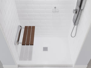 Kind 20 in. Teak Wall Mounted Folding Shower Seat SS-K-CH
