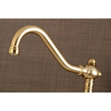 Kingston Brass KS3227PX Vintage 6" Adjustable Center Wall Mount Kitchen Faucet, Brushed Brass