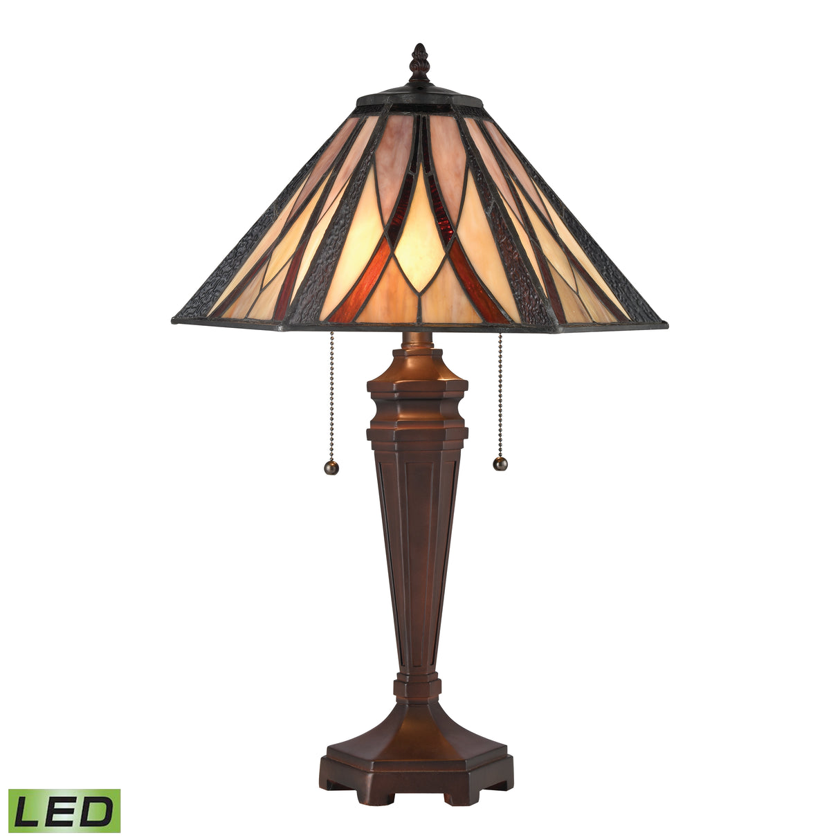Elk D4085-LED Foursquare 24'' High 2-Light Table Lamp - Tiffany Bronze - Includes LED Bulbs