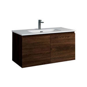 DAX Malibu Engineered Wood and Porcelain Basin Single Vanity Cabinet, 36", Wenge DAX-MAL013613-ONX