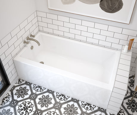 MAAX 105816-000-001-101 Rubix 6030 AFR Acrylic Alcove Left-Hand Drain Bathtub in White