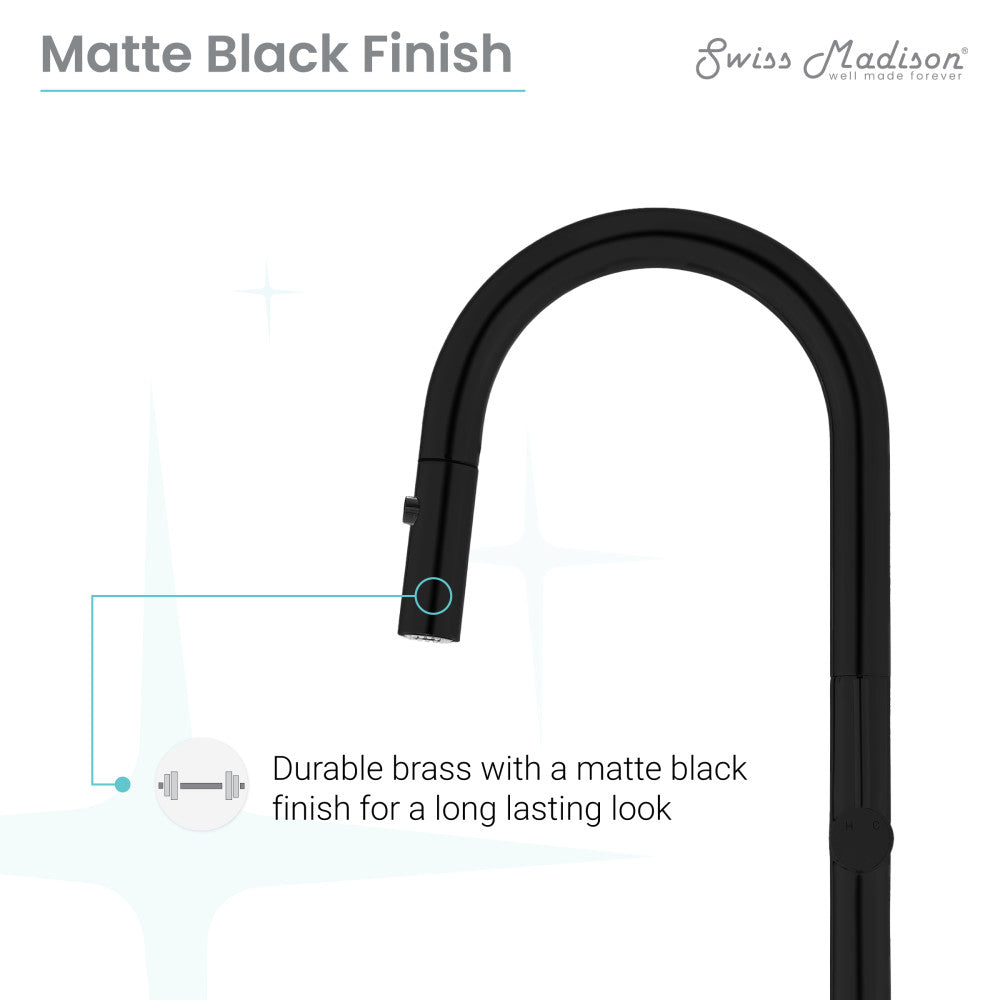 Chalet Single Handle, Pull-Down Kitchen Faucet in Matte Black