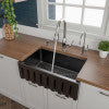 ALFI brand AB3018HS-BG 30" Black Gloss Reversible Smooth / Fluted Single Bowl Fireclay Farm Sink