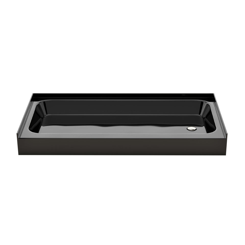 Voltaire 60 x 30 Shower Pan Base with Right Drain in Glossy Black