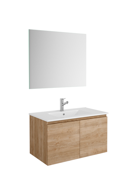 DAX Malibu Engineered Wood and Porcelain Onix Basin with Vanity Cabinet, 32", Oak DAX-MAL013214-ONX