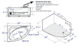 EAGO AM161-R  5' Single Person Corner White Acrylic Whirlpool Bath Tub - Drain on Right