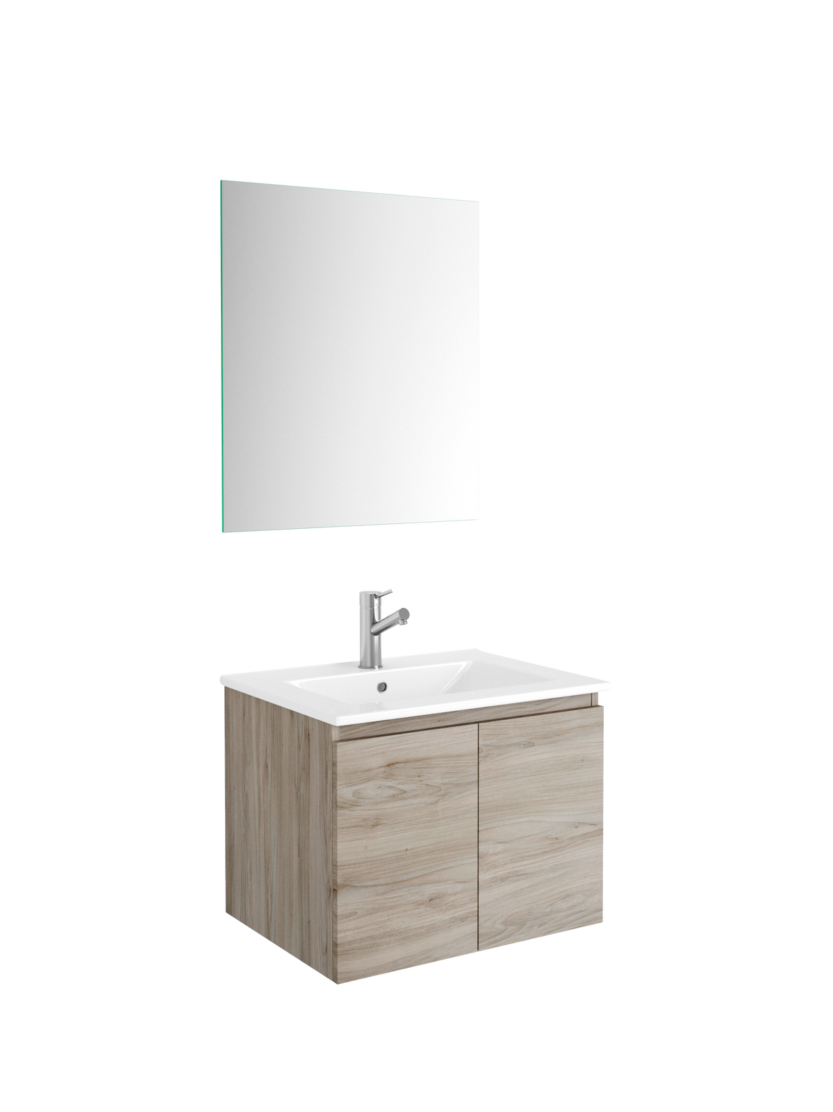 DAX Malibu Engineered Wood and Porcelain Onix Basin with Vanity Cabinet, 24", Pine DAX-MAL012412-ONX