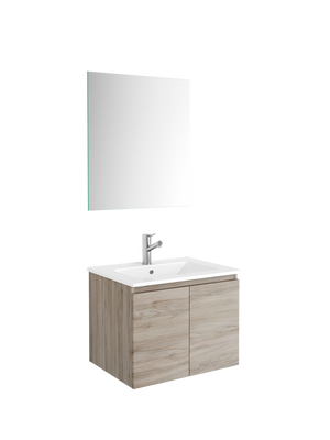 DAX Malibu Engineered Wood and Porcelain Onix Basin with Vanity Cabinet, 24", Pine DAX-MAL012412-ONX