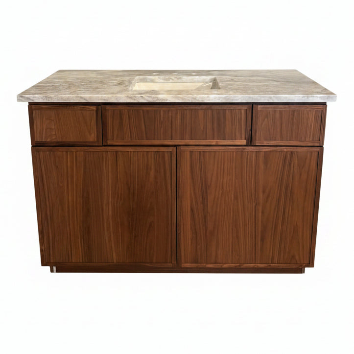 KCD Oslo 48" Walnut Vanity – Sleek Modern Design with Fantasy Brown Natural Stone Top