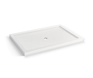 MAAX 410036-542-001-000 B3Round 6042 Acrylic Corner Left Shower Base in White with Anti-slip Bottom with Center Drain