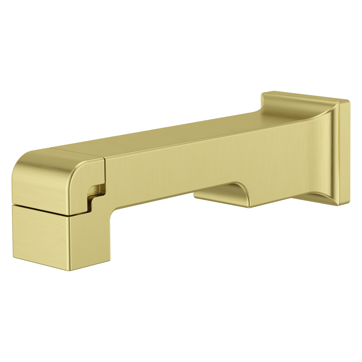 Modern Square Tub Spout with Diverter in Brushed Gold