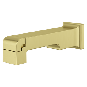 Modern Square Tub Spout with Diverter in Brushed Gold