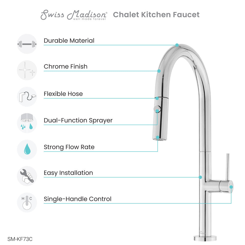 Chalet Single Handle, Pull-Down Kitchen Faucet in Chrome